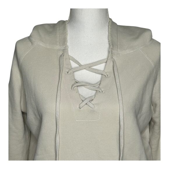 Nili Lotan Fletcher Lace Up Hoodie in Eggshell Size XS - Picture 2 of 14